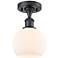 Athens 6" Semi-Flush Mount - Matte Black - Matte White Shade