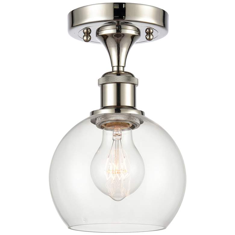 Image 1 Athens 6" Semi-Flush Mount - Polished Nickel - Clear Shade
