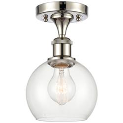 Athens  6" Semi-Flush Mount - Polished Nickel - Clear Shade
