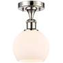 Athens  6" Semi-Flush Mount - Polished Nickel - Matte White Shade