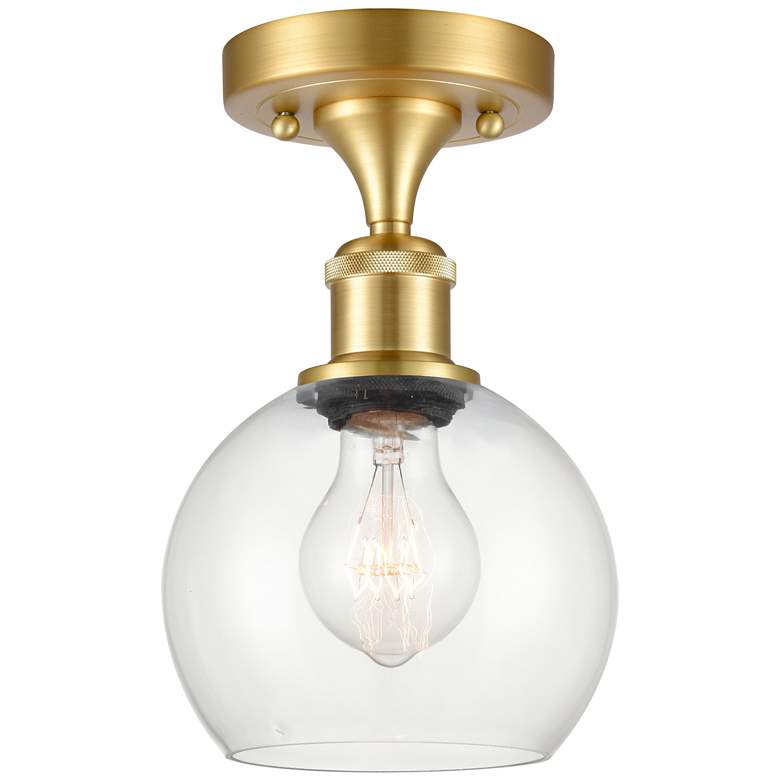 Image 1 Athens  6 inch Semi-Flush Mount - Satin Gold - Clear Shade