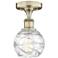 Athens 6" Wide Antique Brass Semi.Flush Mount With Deco Swirl Glass Sh
