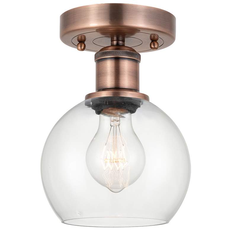 Image 1 Athens 6" Wide Antique Copper Semi.Flush Mount With Clear Glass Shade
