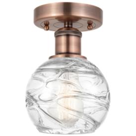 Athens 6" Wide Antique Copper Semi.Flush Mount With Deco Swirl Glass S Athens 6" Wide Antique Copper Semi.Flush Mount With Deco Swirl Glass S