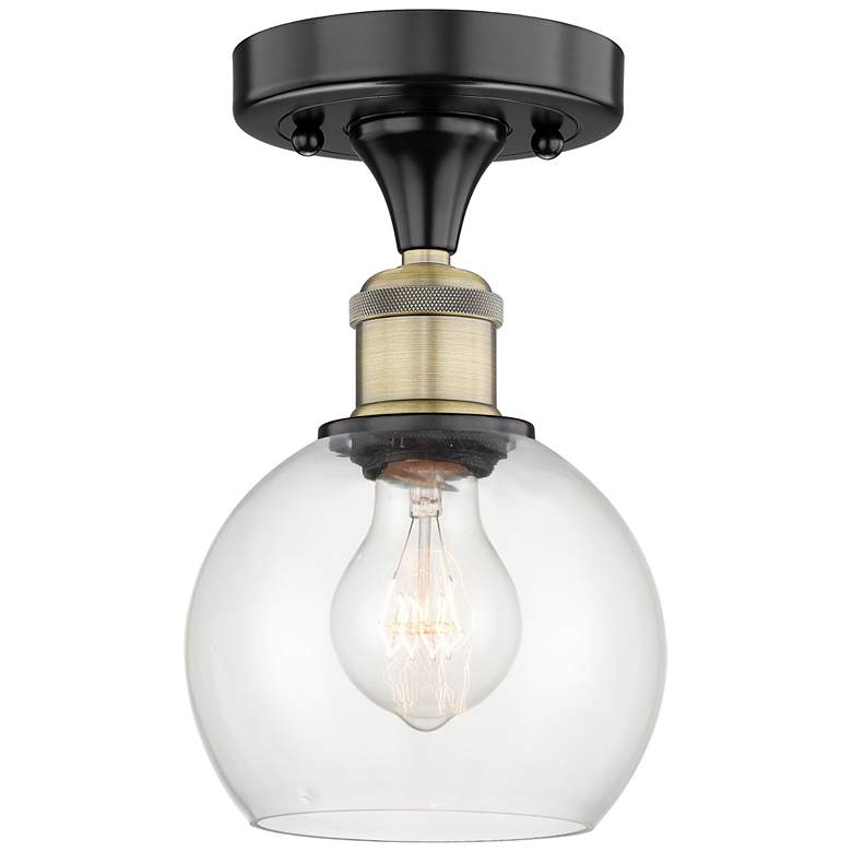 Image 1 Athens 6" Wide Black Antique Brass Semi.Flush Mount With Clear Glass S