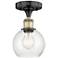 Athens 6" Wide Black Antique Brass Semi.Flush Mount With Seedy Glass S