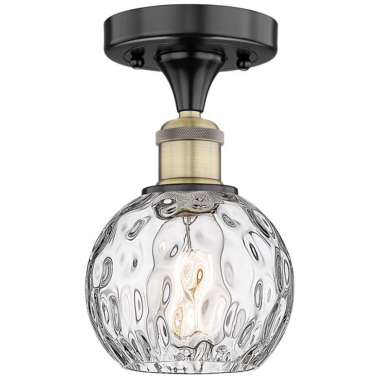 Image 1 Athens 6" Wide Black Antique Brass Semi.Flush Mount With Water Glass S