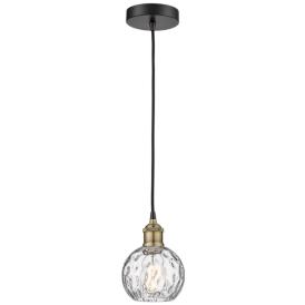Athens 6" Wide Black Brass Corded Mini Pendant w/ Water Glass Shade Athens 6" Wide Black Brass Corded Mini Pendant w/ Water Glass Shade