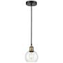 Athens 6" Wide Black Brass Corded Mini Pendant With Clear Shade