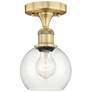 Athens 6" Wide Brushed Brass Semi.Flush Mount With Clear Glass Shade