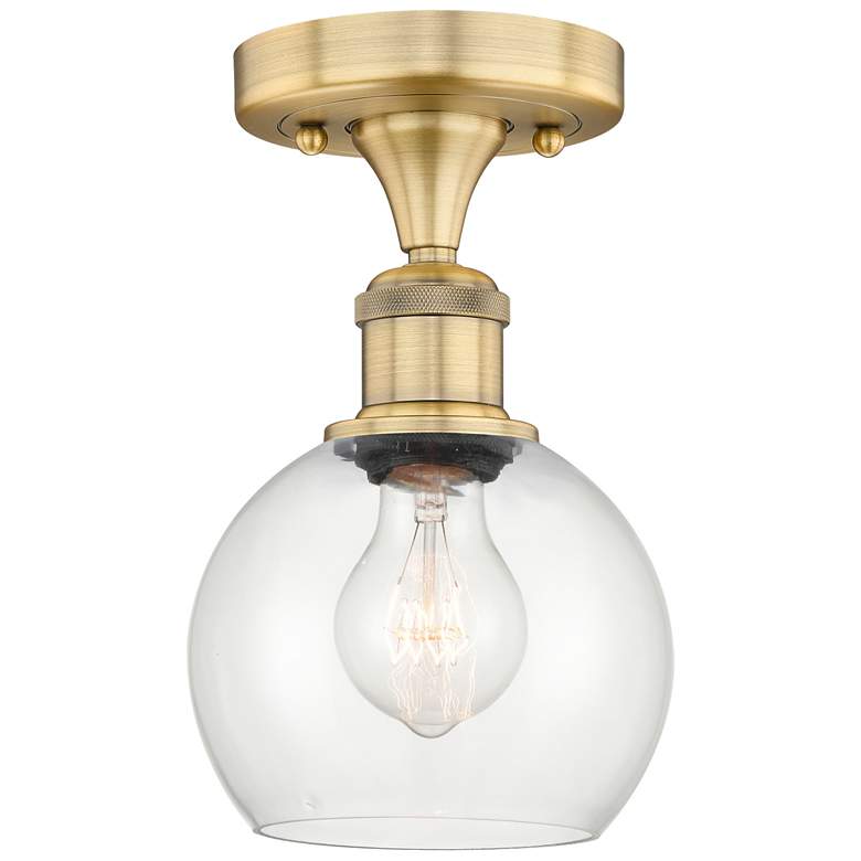 Image 1 Athens 6" Wide Brushed Brass Semi.Flush Mount With Clear Glass Shade