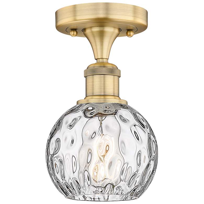 Image 1 Athens 6" Wide Brushed Brass Semi.Flush Mount With Clear Water Glass S