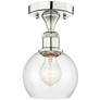 Athens 6" Wide Polished Nickel Semi.Flush Mount With Clear Glass Shade