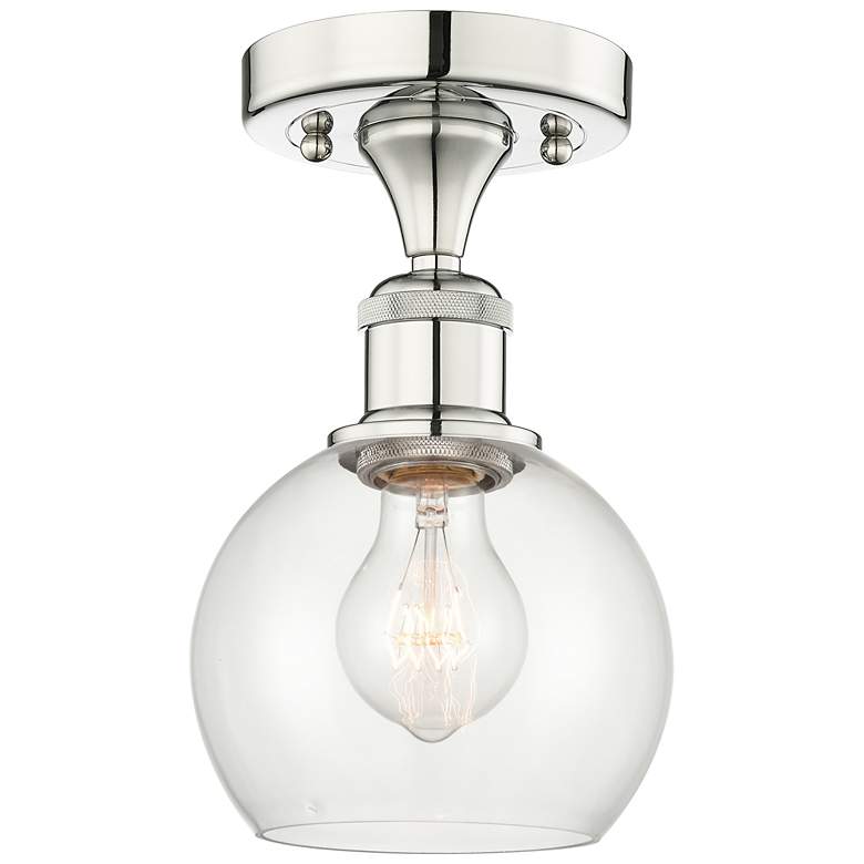 Image 1 Athens 6" Wide Polished Nickel Semi.Flush Mount With Clear Glass Shade