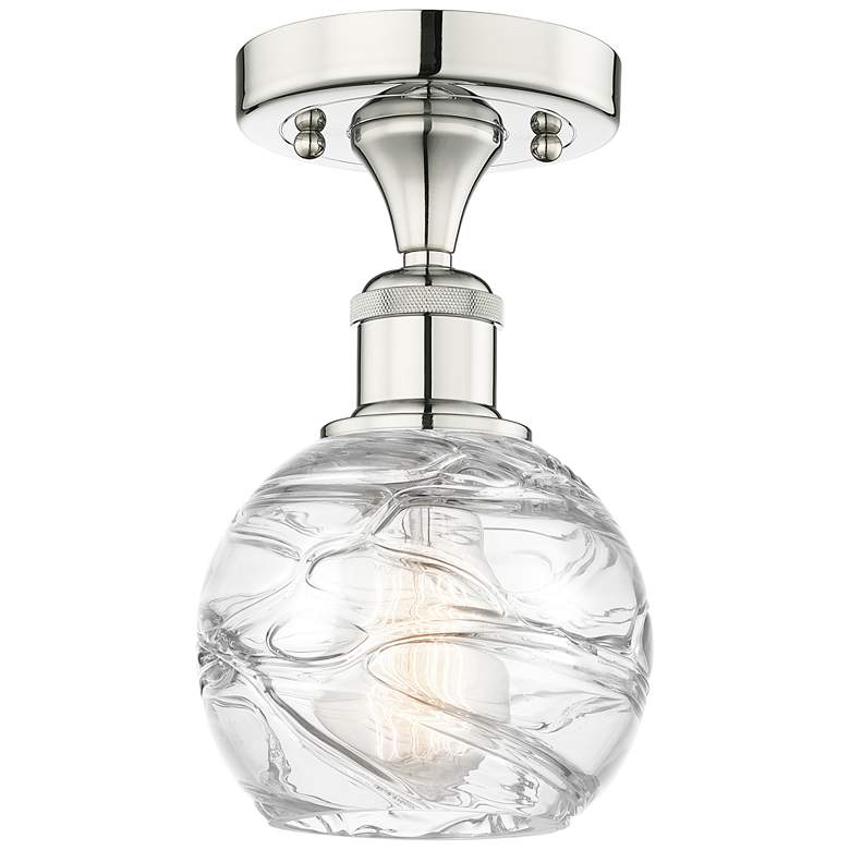 Image 1 Athens 6" Wide Polished Nickel Semi.Flush Mount With Deco Swirl Glass 