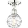 Athens 6" Wide Polished Nickel Semi.Flush Mount With Deco Swirl Glass 