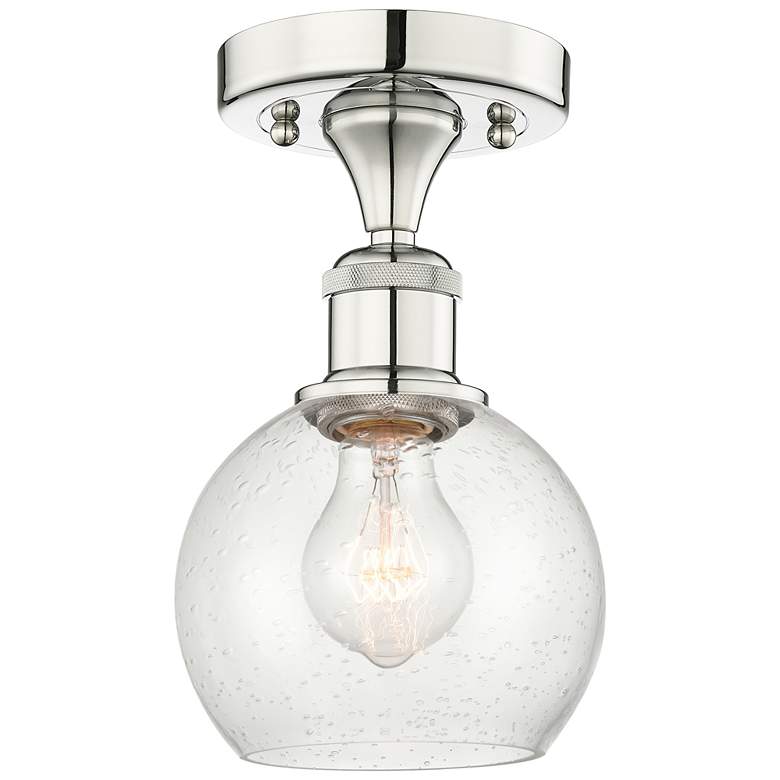 Image 1 Athens 6" Wide Polished Nickel Semi.Flush Mount With Seedy Glass Shade