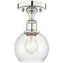 Athens 6" Wide Polished Nickel Semi.Flush Mount With Seedy Glass Shade