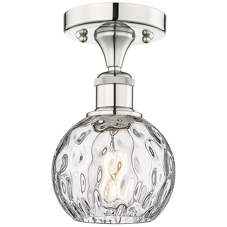 Image 1 Athens 6" Wide Polished Nickel Semi.Flush Mount With Water Glass Shade