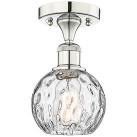 Athens 6" Wide Polished Nickel Semi.Flush Mount With Water Glass Shade Athens 6" Wide Polished Nickel Semi.Flush Mount With Water Glass Shade