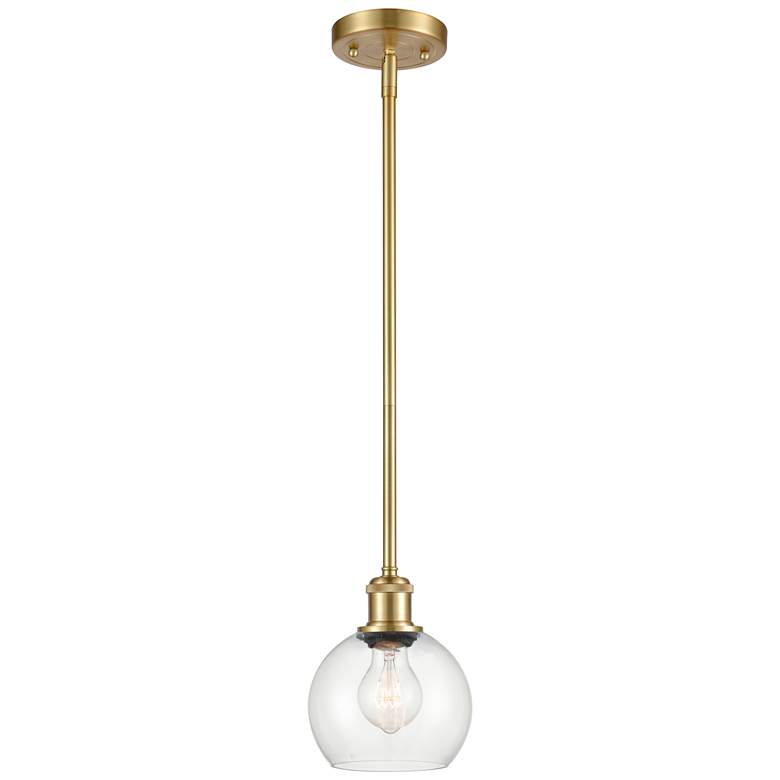 Image 1 Athens 6" Wide Satin Gold LED Mini Pendant w/ Clear Glass
