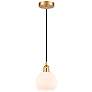 1_Athens 6" Wide Satin Gold Mini Pendant with White Glass