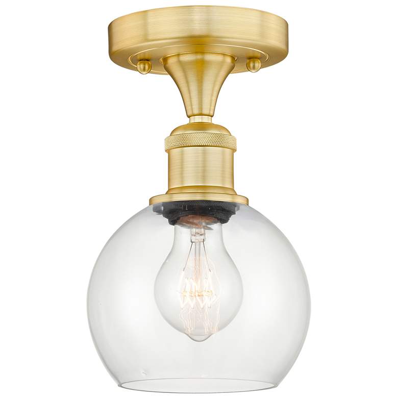 Image 1 Athens 6" Wide Satin Gold Semi.Flush Mount With Clear Glass Shade