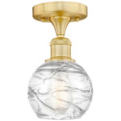 Athens 6&quot; Wide Satin Gold Semi.Flush Mount With Deco Swirl Glass Shade