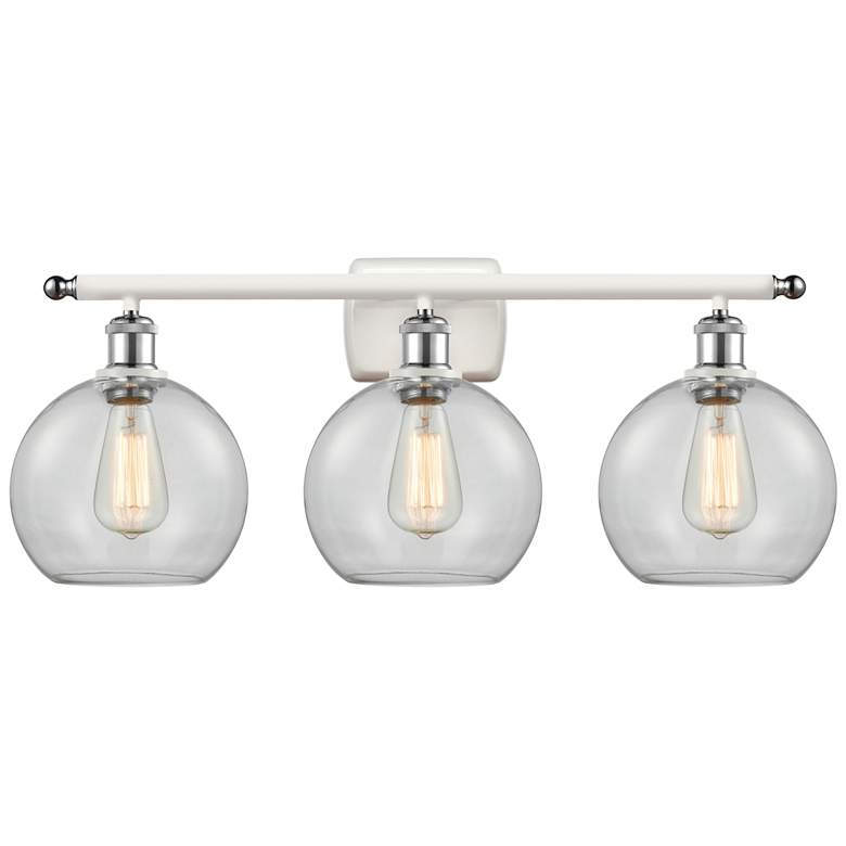 Image 1 Athens 8 inch 3 Light 26 inch Bath Light - White and Polished Chrome - Cl