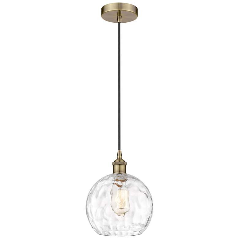 Image 1 Athens 8" Antique Brass Mini Pendant w/ Clear Water Glass Shade
