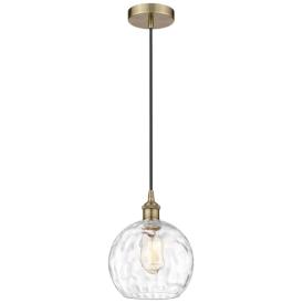 Athens 8" Antique Brass Mini Pendant w/ Clear Water Glass Shade Athens 8" Antique Brass Mini Pendant w/ Clear Water Glass Shade