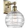 1_Athens 8" Antique Brass Sconce w/ Clear Deco Swirl Shade