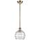 Athens 8" Antique Brass Stem Hung Mini Pendant w/ Clear Deco Swirl Sha