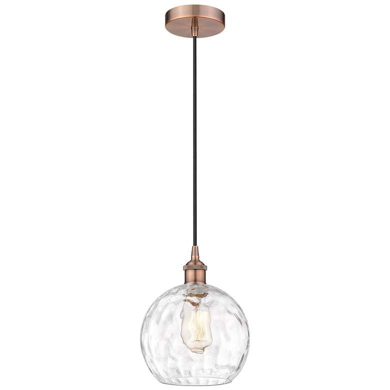 Image 1 Athens 8" Antique Copper Mini Pendant w/ Clear Water Glass Shade