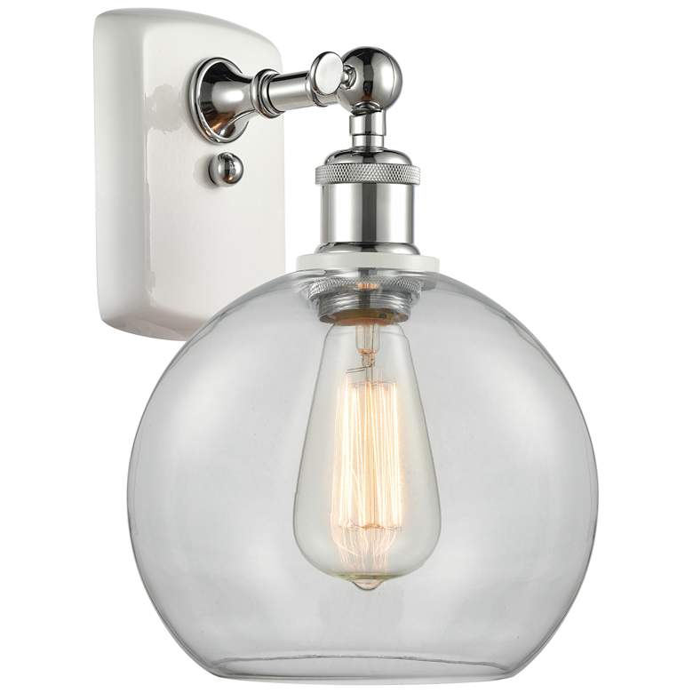 Image 1 Athens 8 inch Incandescent Sconce - White &#38; Chrome Finish - Clear Shad