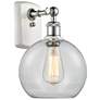 Athens 8" Incandescent Sconce - White &#38; Chrome Finish - Clear Shad
