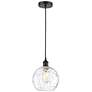 Athens 8" Matte Black Mini Pendant w/ Clear Water Glass Shade