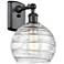 Athens 8" Matte Black Sconce w/ Clear Deco Swirl Shade
