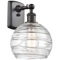 Athens 8" Oil Rubbed Bronze Sconce w/ Clear Deco Swirl Shade
