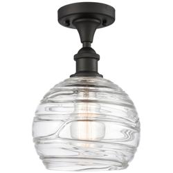 Athens 8" Oil Rubbed Bronze Semi Flush Mount w/ Clear Deco Swirl Shade