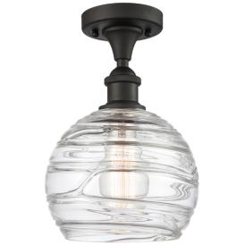 Athens 8" Oil Rubbed Bronze Semi Flush Mount w/ Clear Deco Swirl Shade Athens 8" Oil Rubbed Bronze Semi Flush Mount w/ Clear Deco Swirl Shade