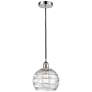 Athens 8" Polished Chrome Mini Pendant w/ Clear Deco Swirl Shade