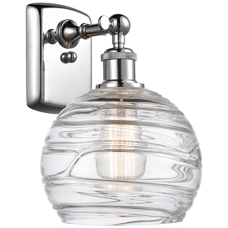Image 1 Athens 8 inch Polished Chrome Sconce w/ Clear Deco Swirl Shade