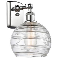 Athens 8" Polished Chrome Sconce w/ Clear Deco Swirl Shade