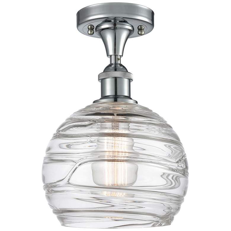 Image 1 Athens 8" Polished Chrome Semi Flush Mount w/ Clear Deco Swirl Shade