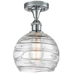 Athens 8" Polished Chrome Semi Flush Mount w/ Clear Deco Swirl Shade