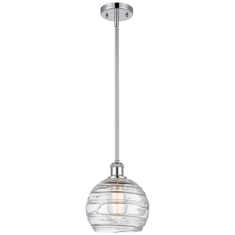 Image 1 Athens 8" Polished Chrome Stem Hung Mini Pendant w/ Clear Deco Swirl S