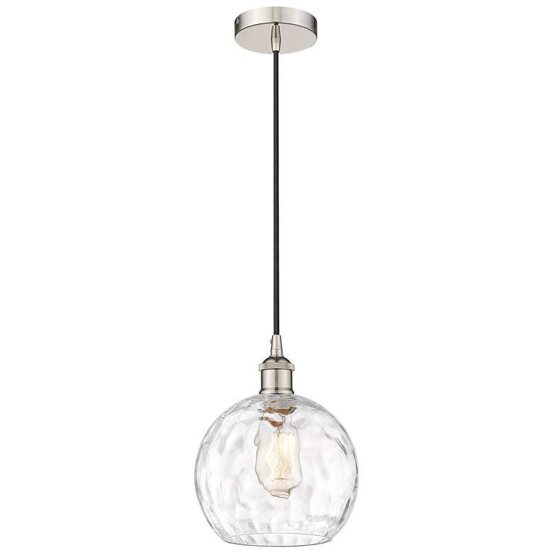 Image 1 Athens 8" Polished Nickel Mini Pendant w/ Clear Water Glass Shade