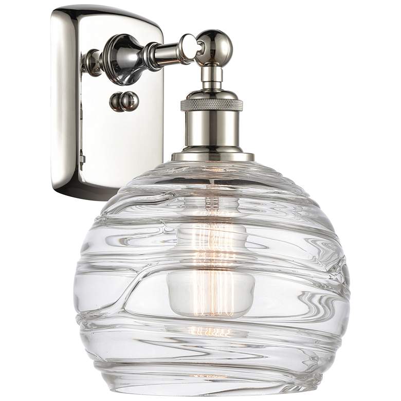 Image 1 Athens 8" Polished Nickel Sconce w/ Clear Deco Swirl Shade