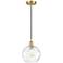Athens 8" Satin Gold Mini Pendant w/ Clear Water Glass Shade